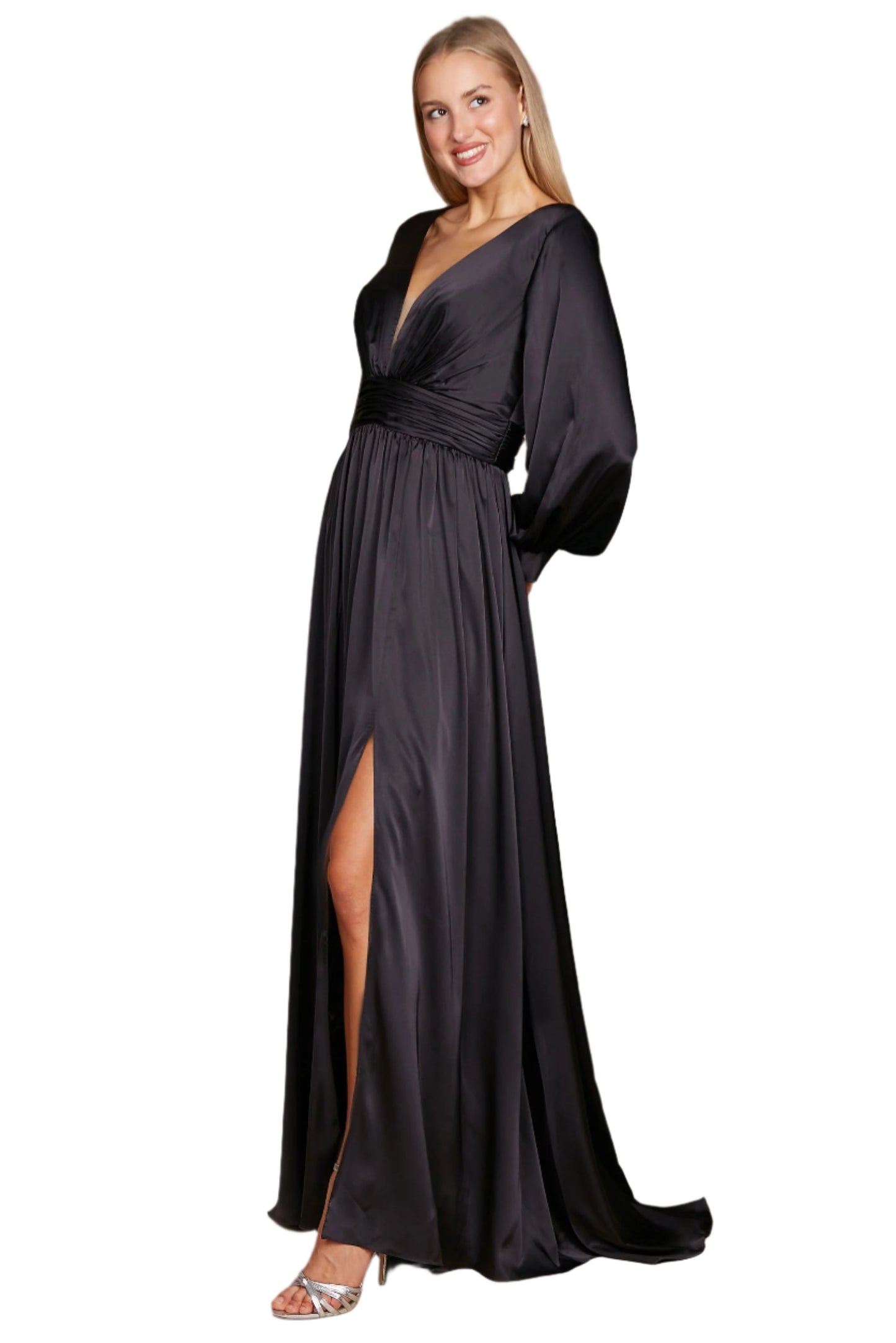 Dylan and Davids Full-Length Sleeve Formal Gown Evening Party Dress - BLACK - Side