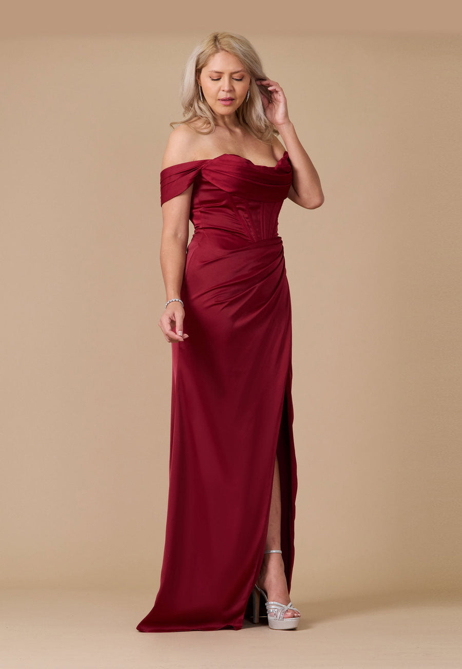 Lace Up Satin Formal Evening Dress