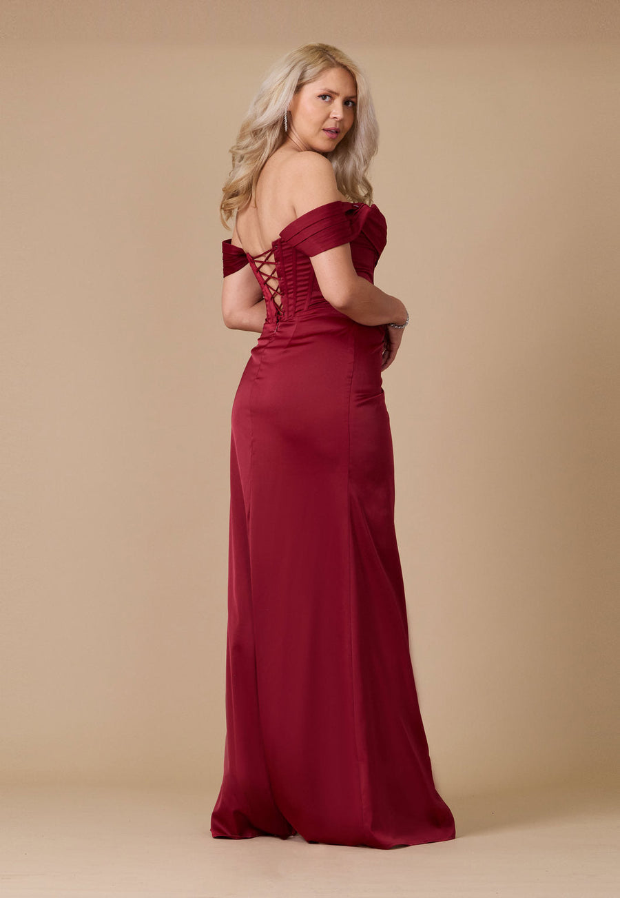 Lace Up Satin Formal Evening Dress