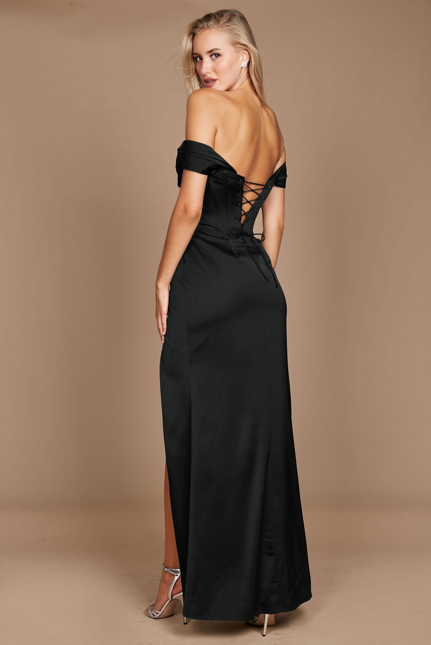 Lace Up Satin Formal Evening Dress