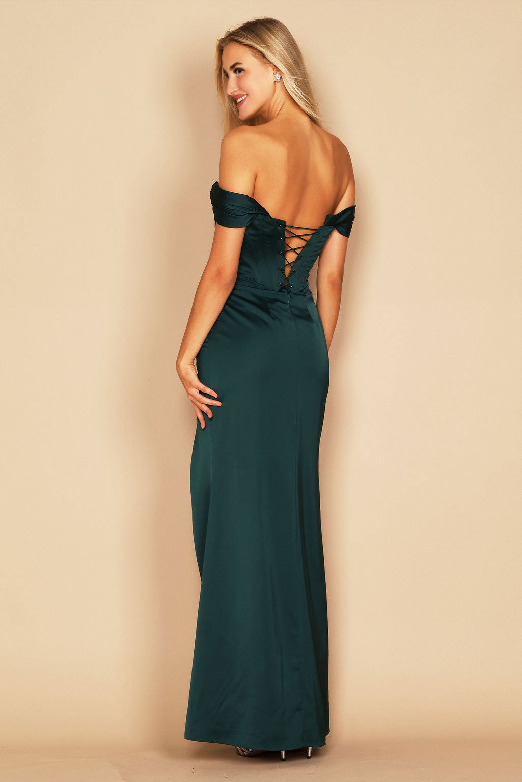 Lace Up Satin Formal Evening Dress
