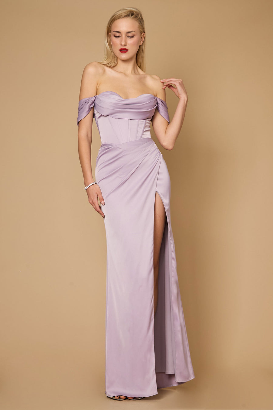 Lace Up Satin Formal Evening Dress