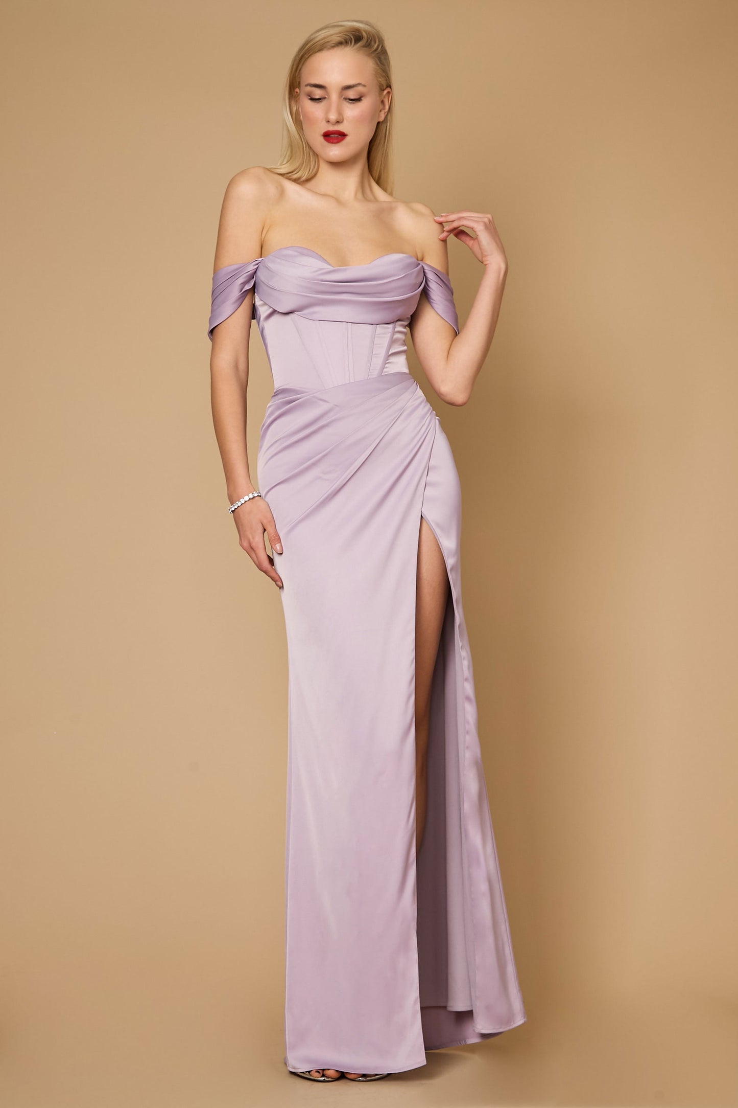 Lace Up Satin Formal Evening Dress