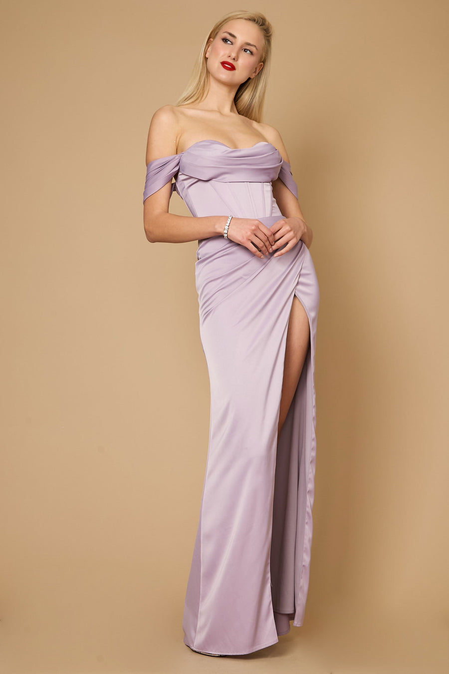 Lace Up Satin Formal Evening Dress