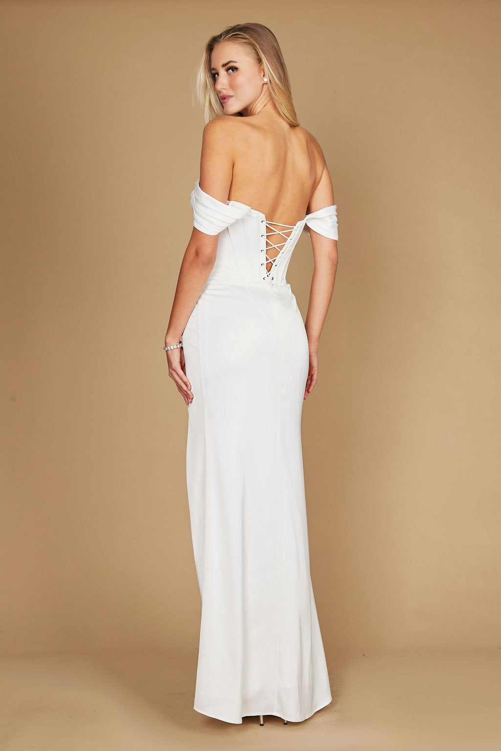 Lace Up Satin Formal Evening Dress