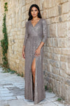 Long Sleeve Sequin Formal Hand Beaded Dress