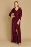 Long Sleeve Sequin Formal Hand Beaded Dress