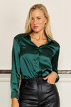 Formal Satin Long Sleeve Button Down Blouse Top Wholesale