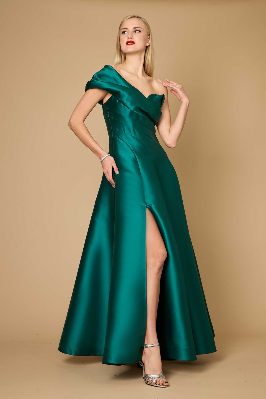 One Shoulder Floor Length Formal Ball Gown Dress