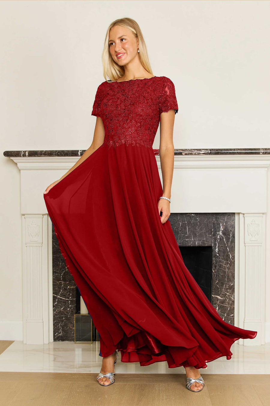 Mini Sleeve Mother Of The Bride Evening Dress