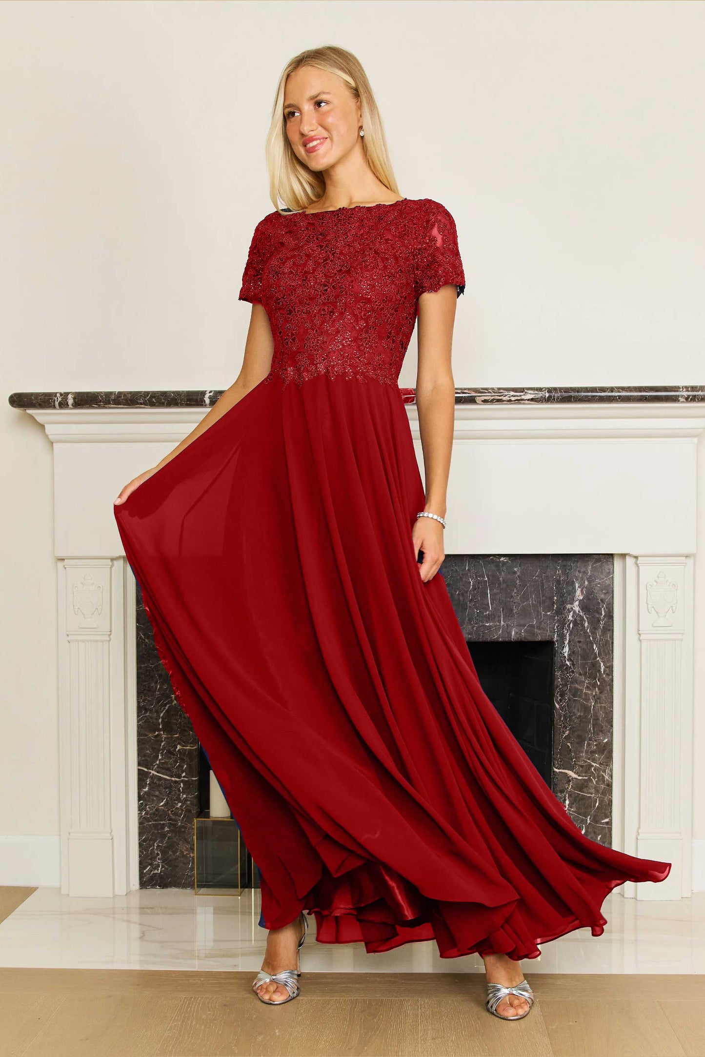 Mini Sleeve Mother Of The Bride Evening Dress