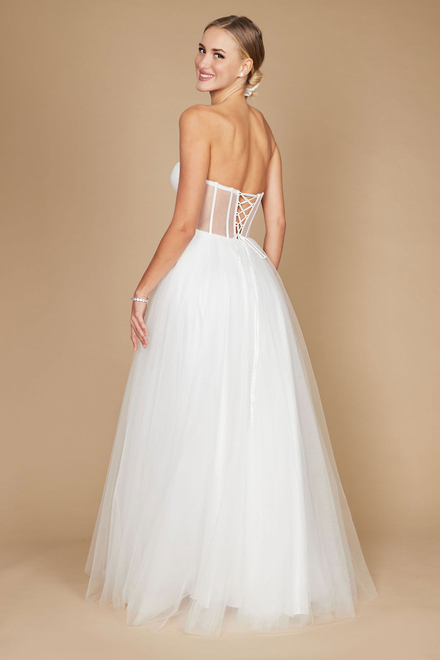 Lace Up Prom Party Dress Formal Ball Gown
