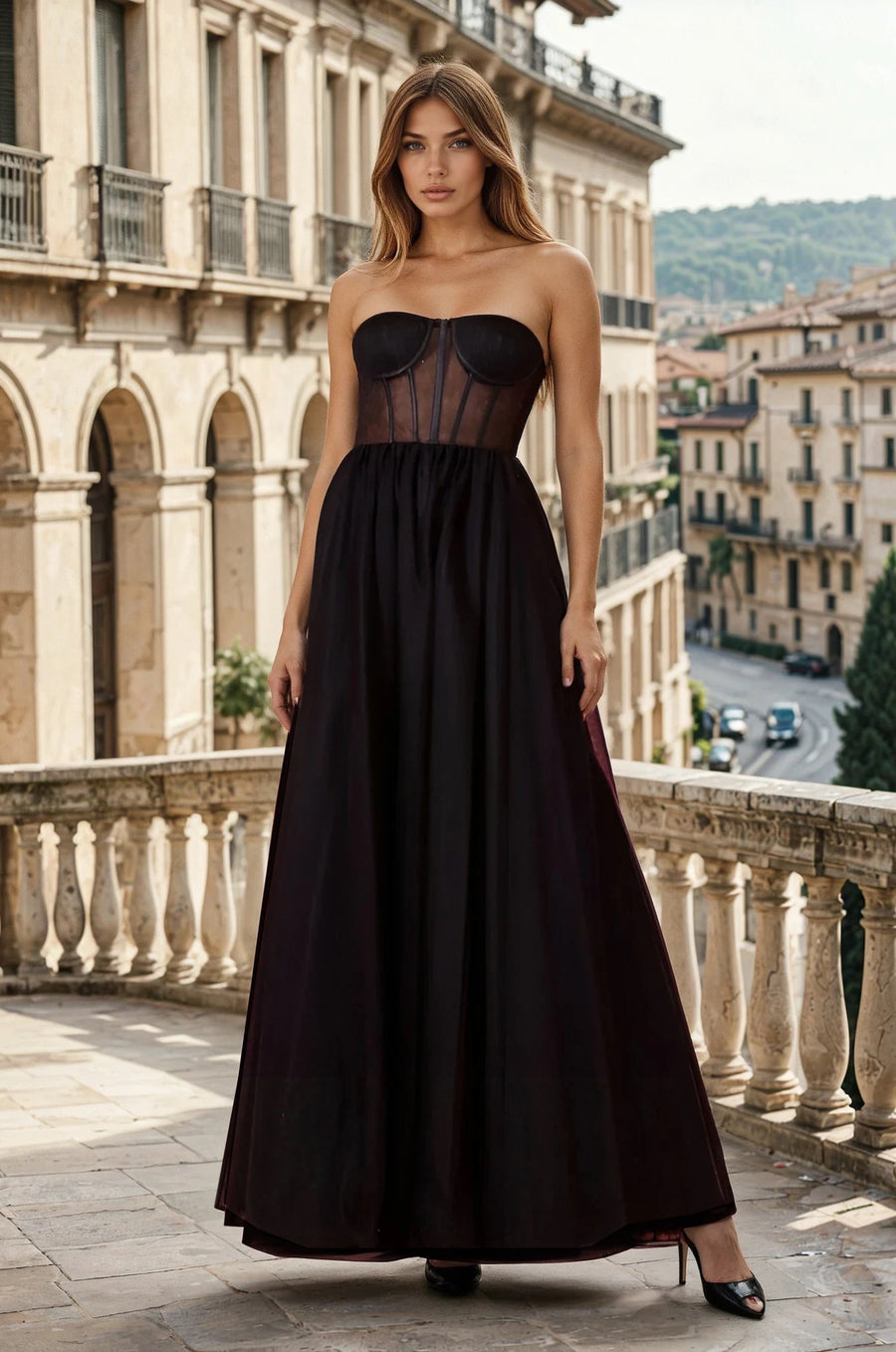 Lace Up Prom Party Dress Formal Ball Gown
