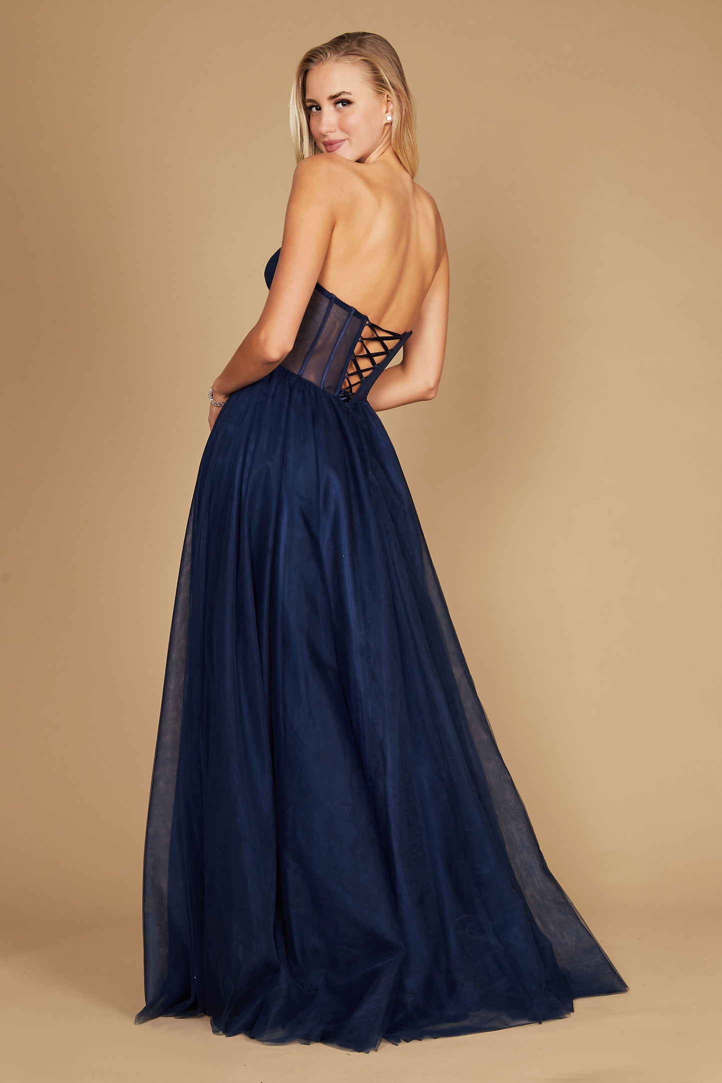 Lace Up Prom Party Dress Formal Ball Gown