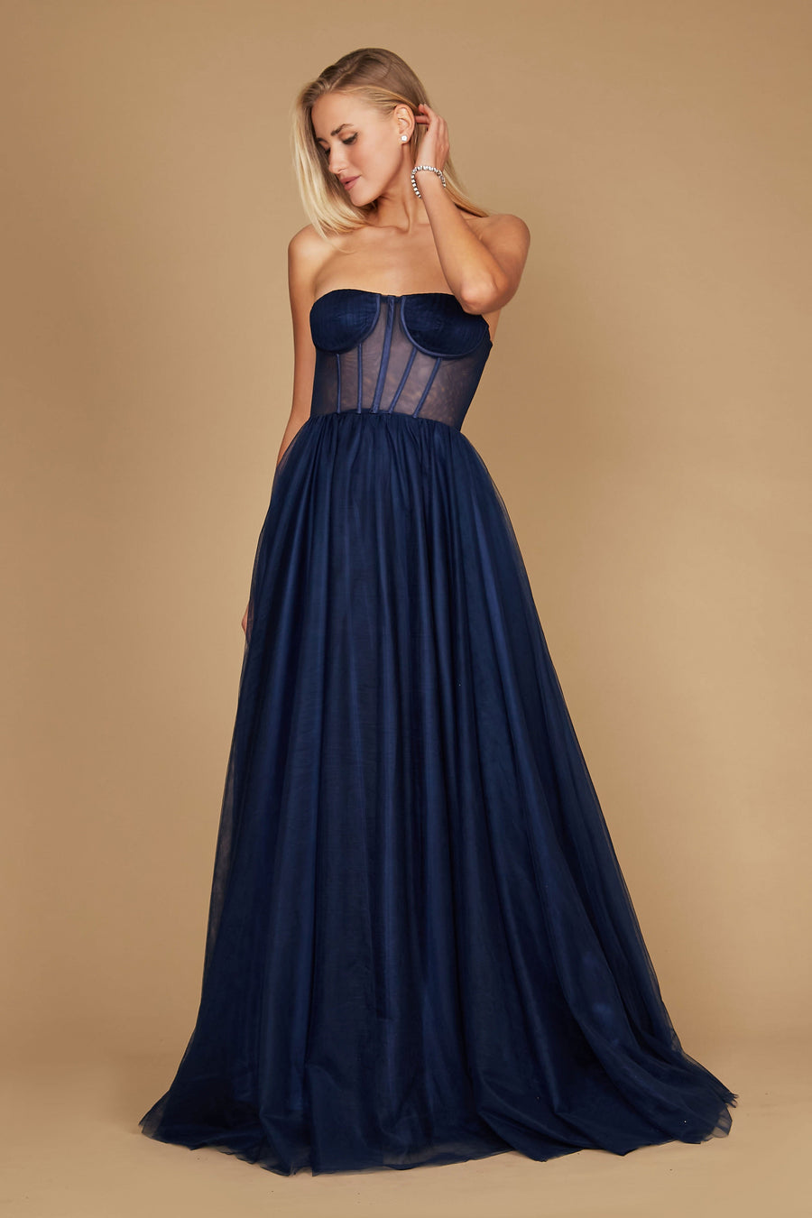 Lace Up Prom Party Dress Formal Ball Gown