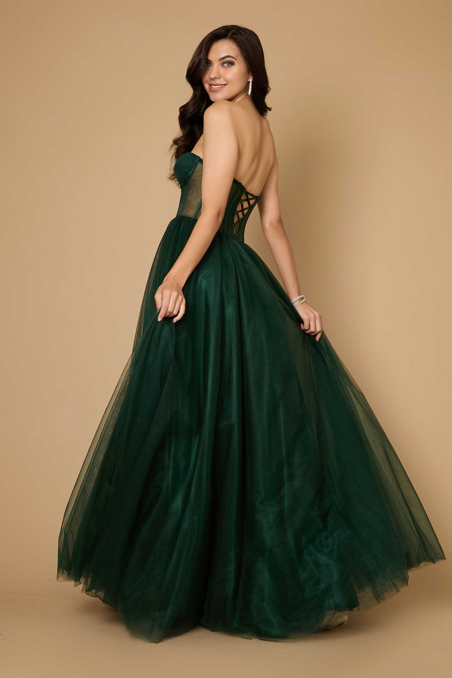 Lace Up Prom Party Dress Formal Ball Gown