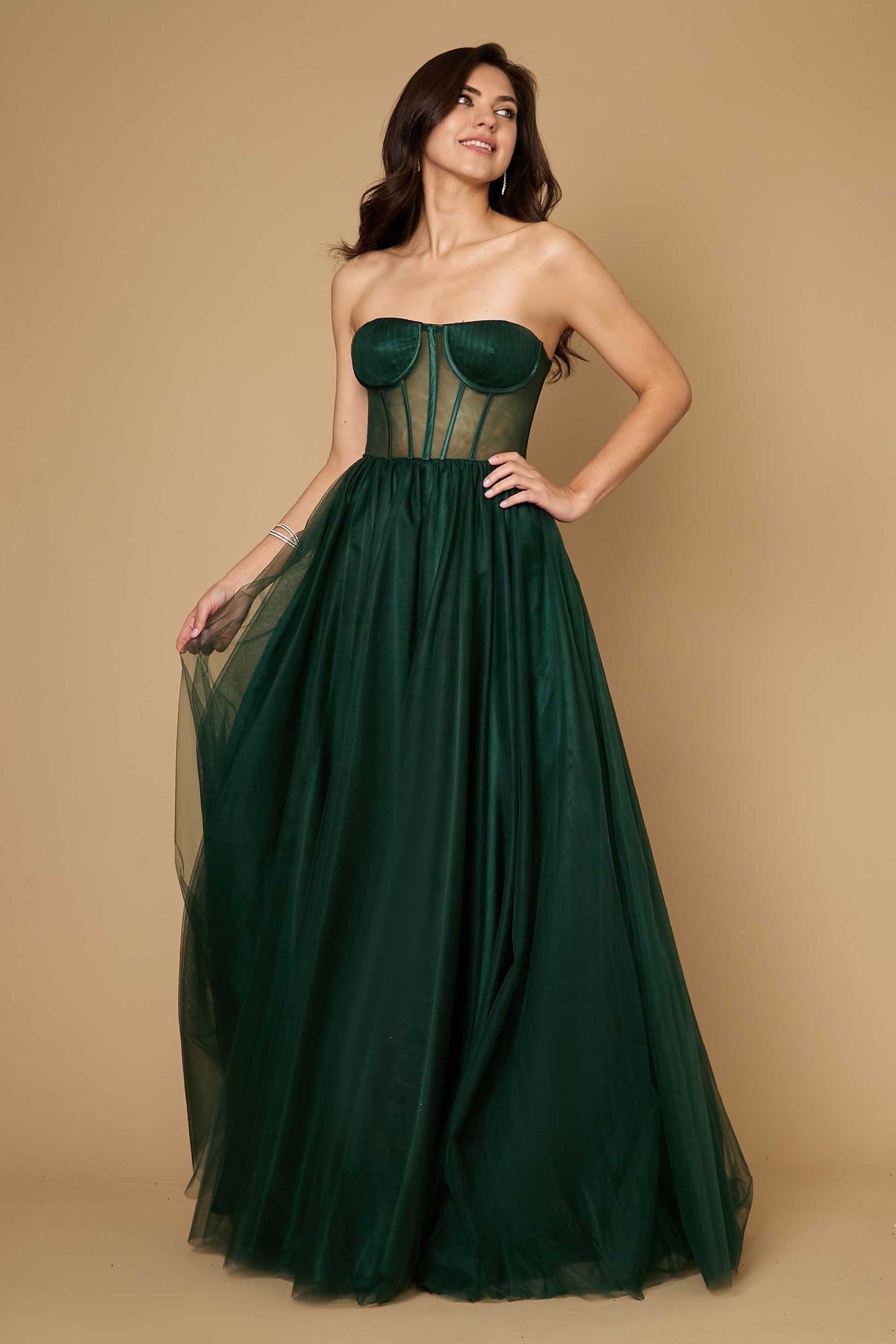 Lace Up Prom Party Dress Formal Ball Gown