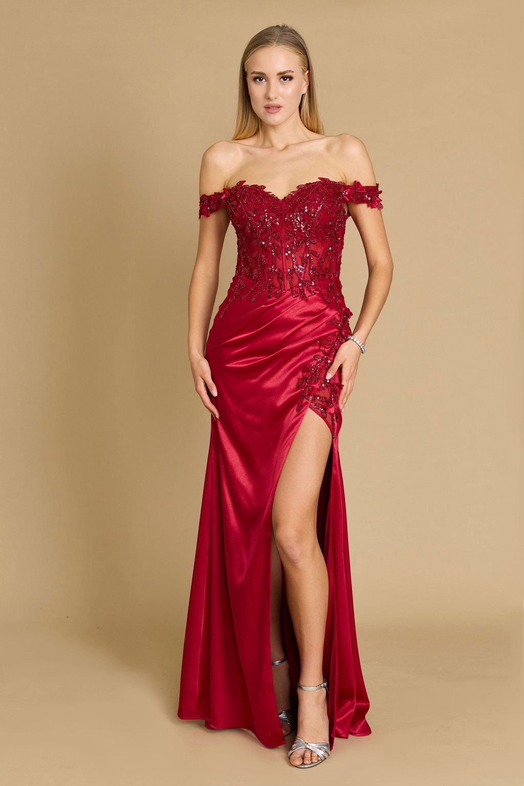 Tailored Corset Off the Shoulder Formal Prom Dress