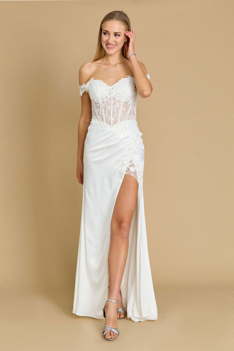 Tailored Corset Off the Shoulder Formal Prom Dress