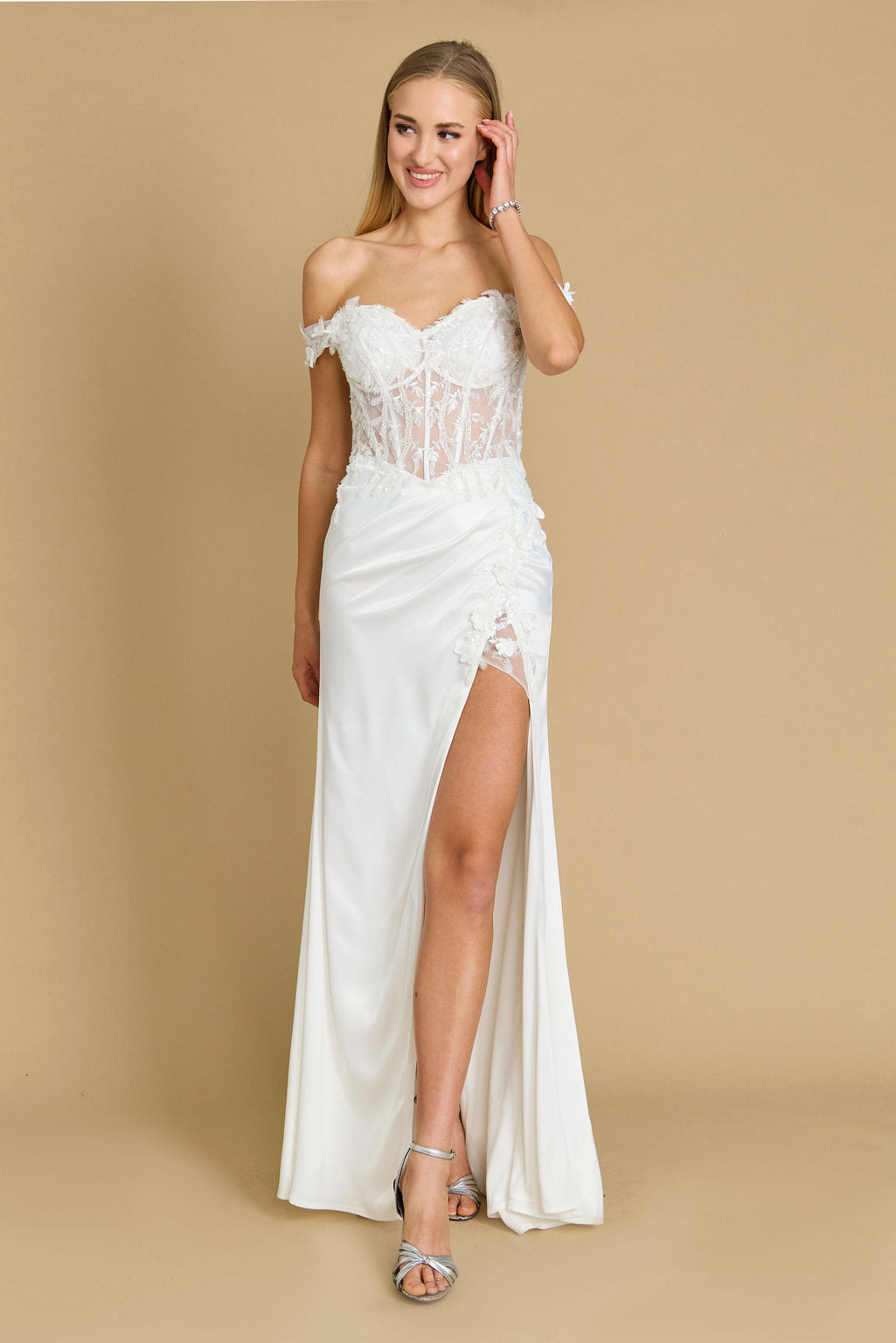 Tailored Corset Off the Shoulder Formal Prom Dress