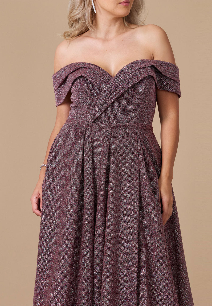 Long Off Shoulder Glitter Prom Dress Wholesale