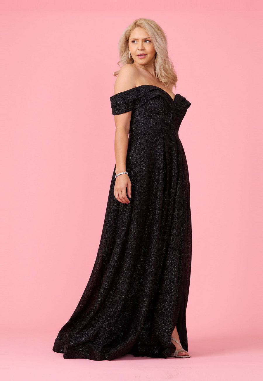 Long Off Shoulder Glitter Prom Dress Wholesale