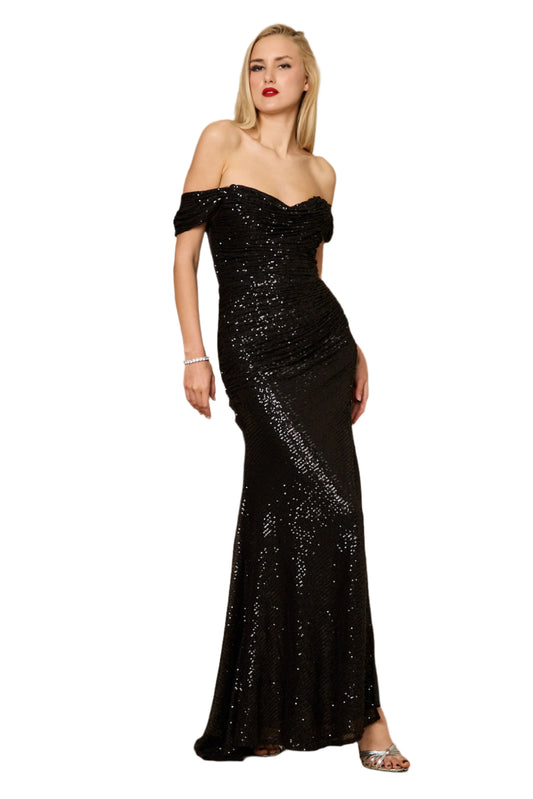 Dylan and Davids Full-Length Mermaid Gown Sequin Formal Party Dress - BLACK - Side