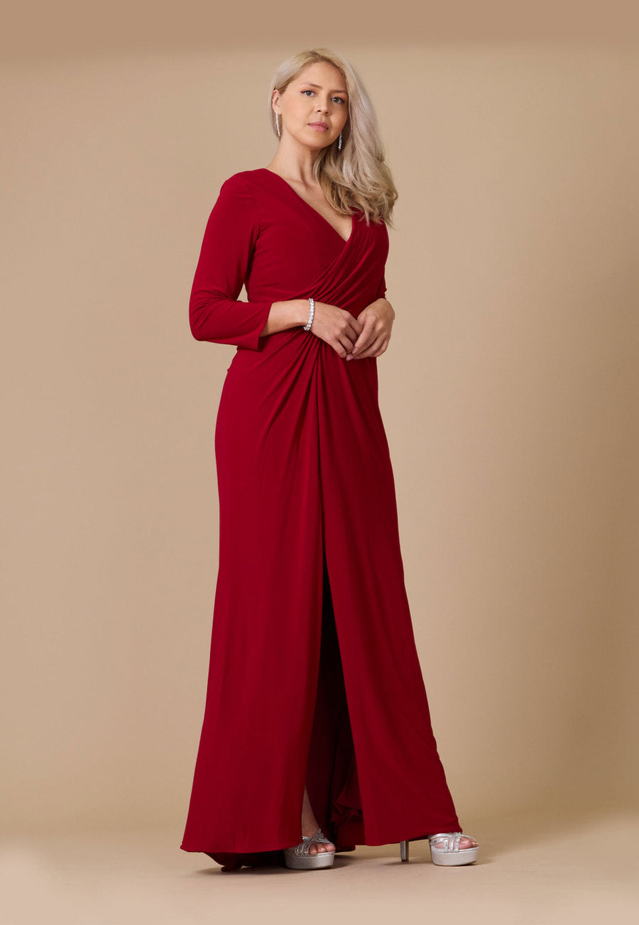 Floor Length Formal Stretch Evening Long Sleeve Dress