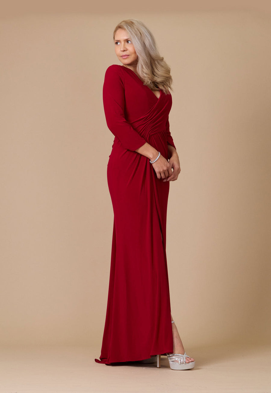Floor Length Formal Stretch Evening Long Sleeve Dress