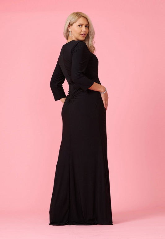 Floor Length Formal Stretch Evening Long Sleeve Dress