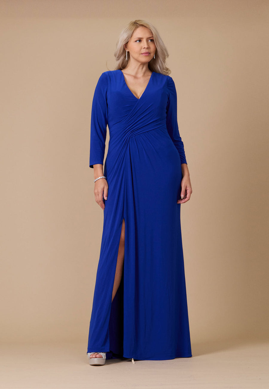 Floor Length Formal Stretch Evening Long Sleeve Dress