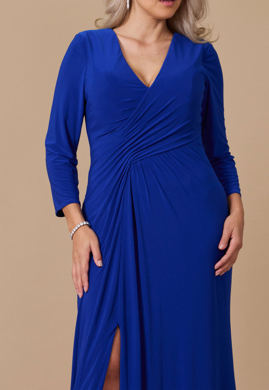 Floor Length Formal Stretch Evening Long Sleeve Dress