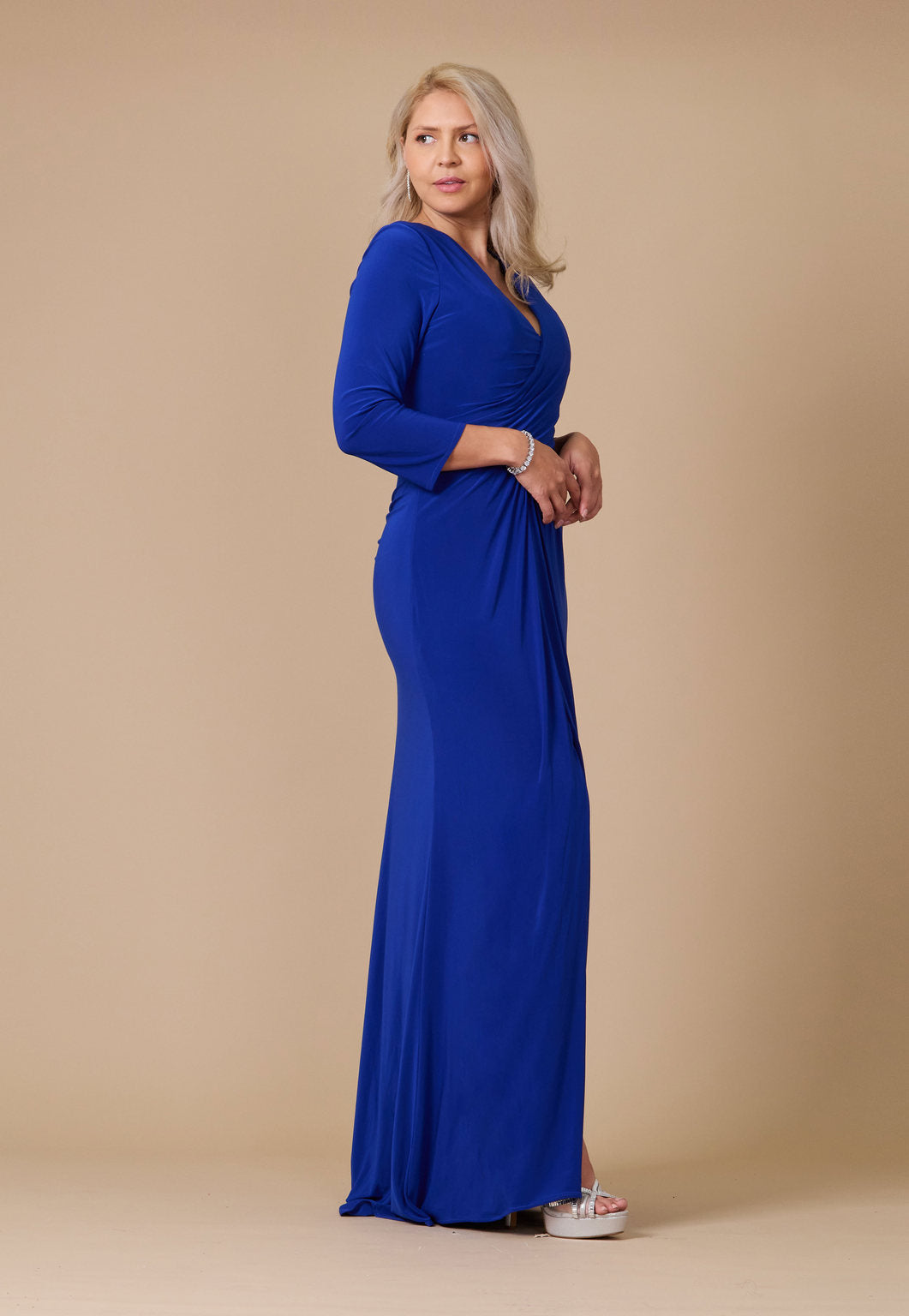 Floor Length Formal Stretch Evening Long Sleeve Dress