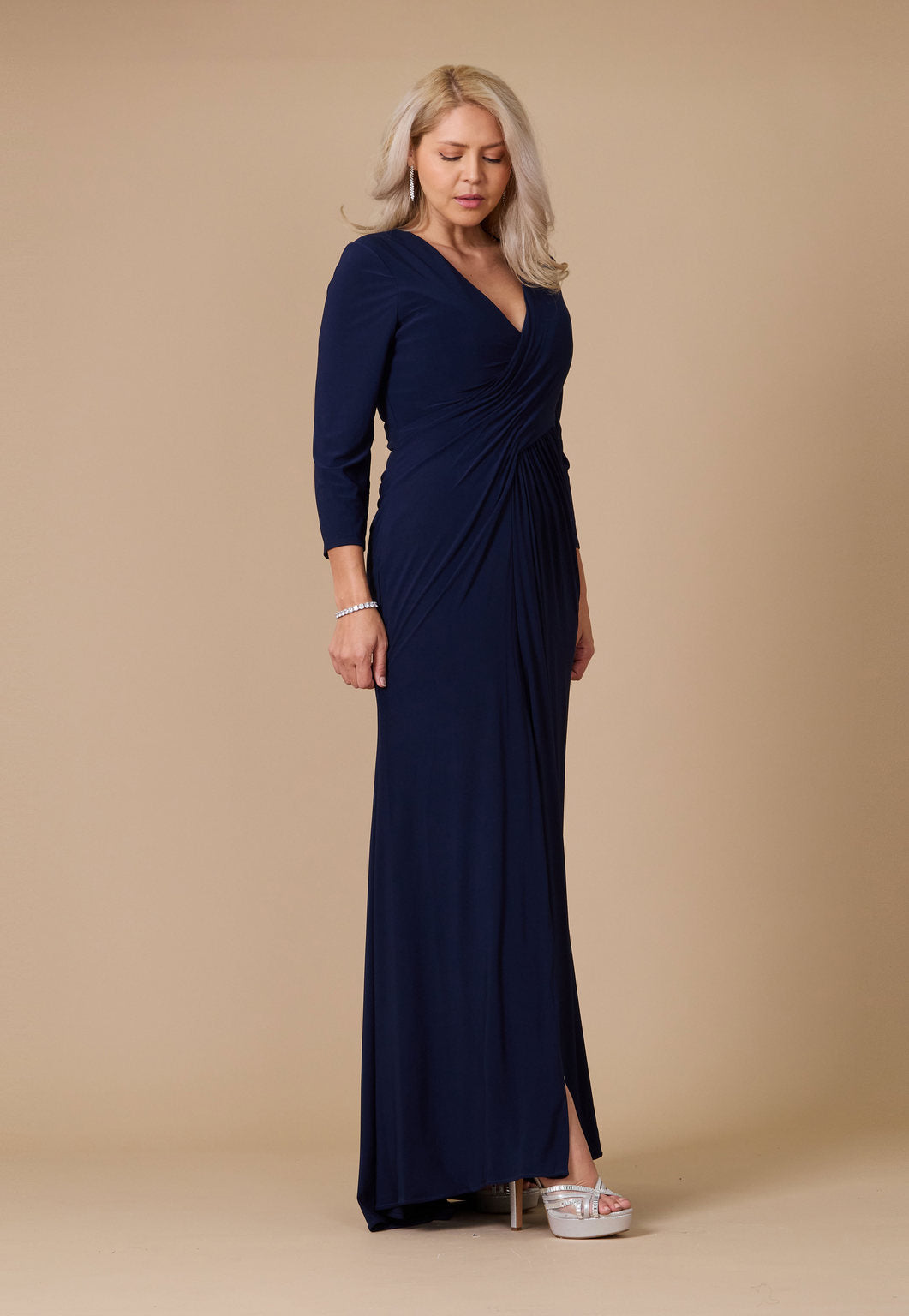 Floor Length Formal Stretch Evening Long Sleeve Dress