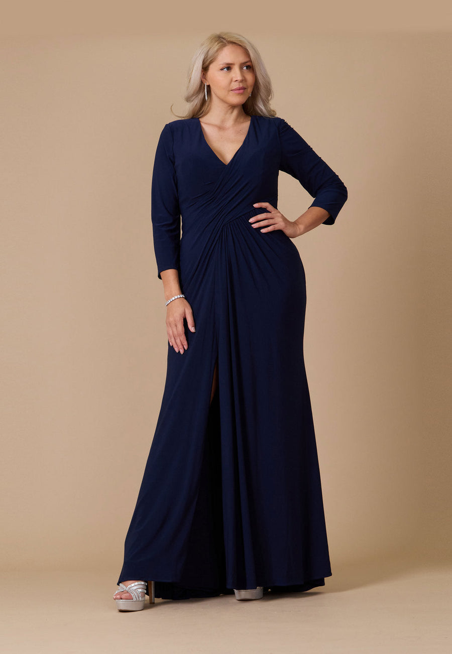 Floor Length Formal Stretch Evening Long Sleeve Dress
