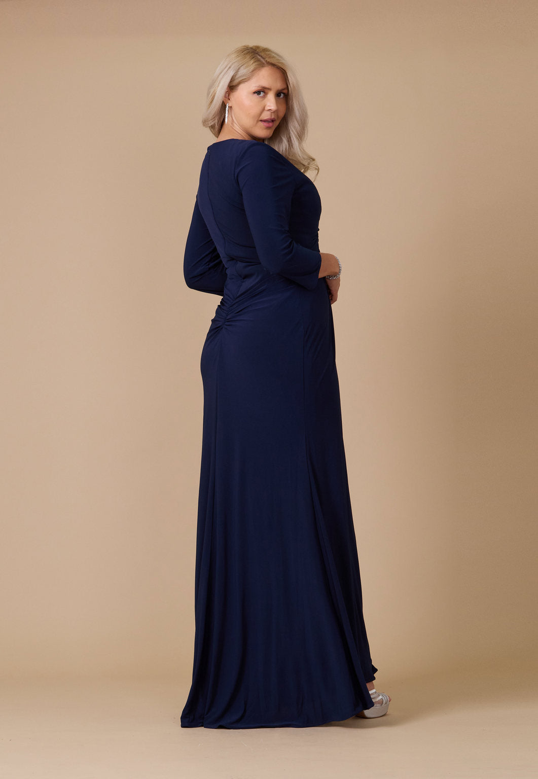 Floor Length Formal Stretch Evening Long Sleeve Dress