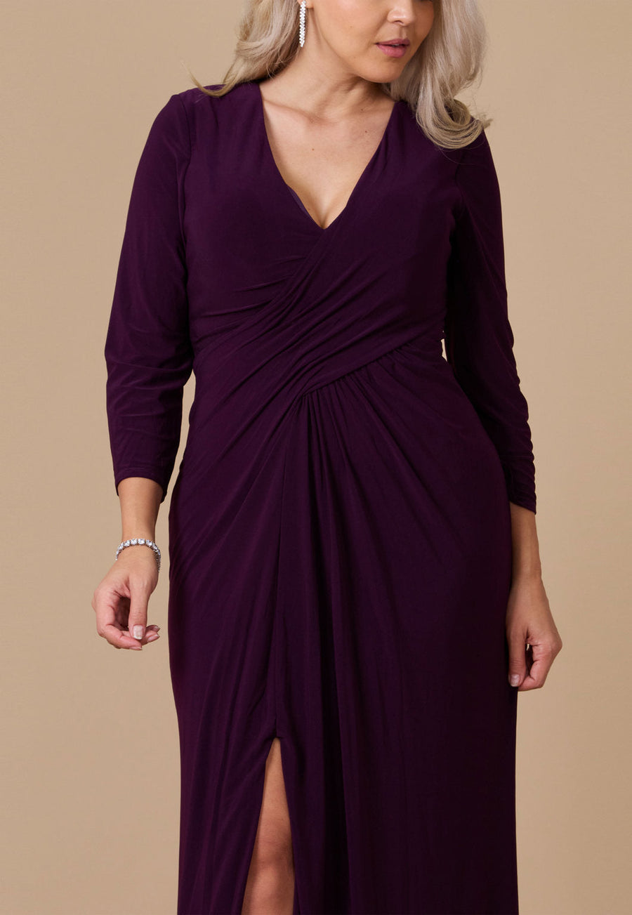 Floor Length Formal Stretch Evening Long Sleeve Dress