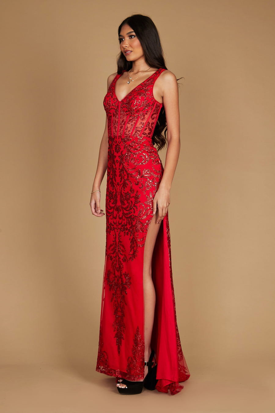 Sequin Corset Bodice Formal Prom Dress Wholesale