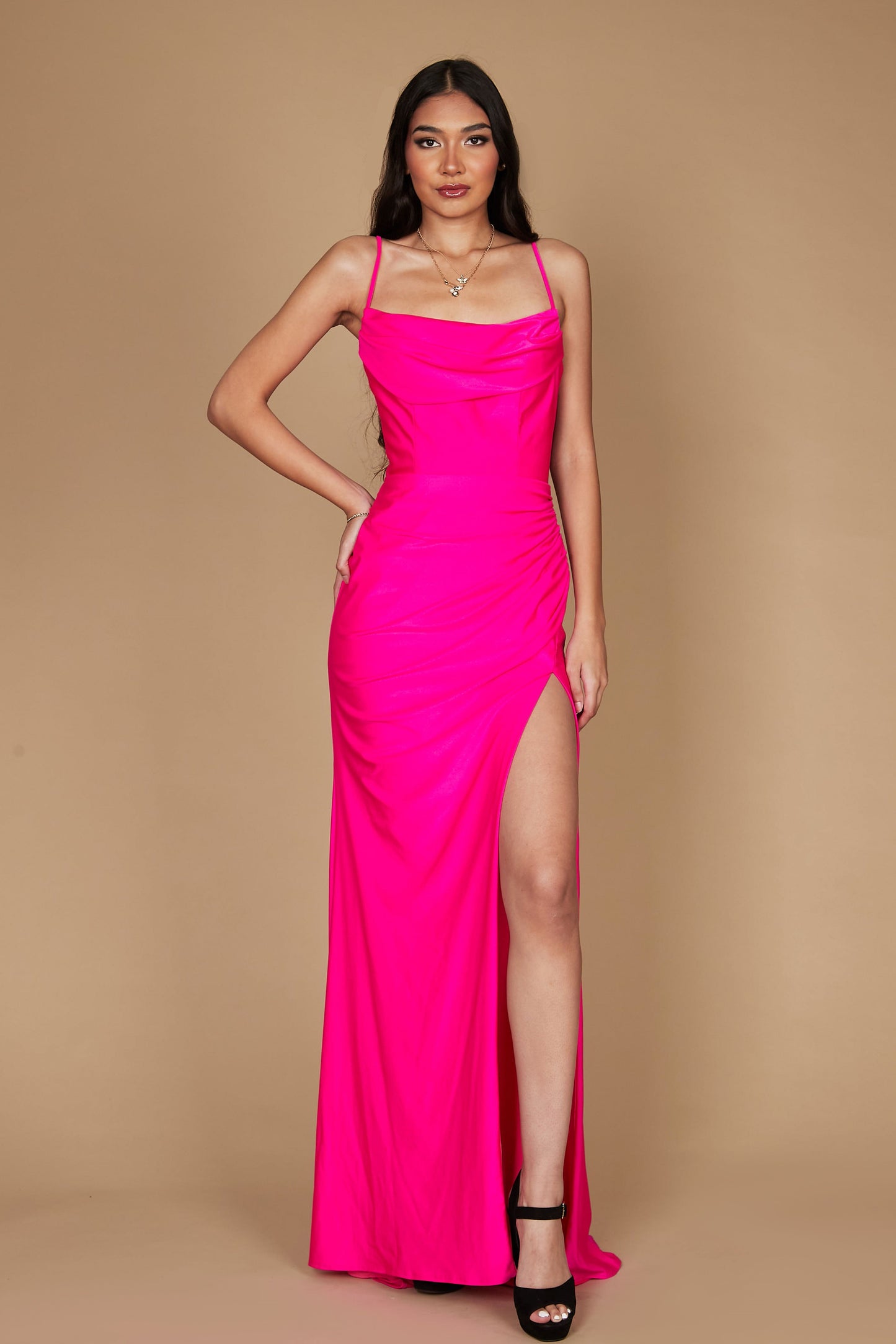 Floor Length Formal Low Back Prom Dress