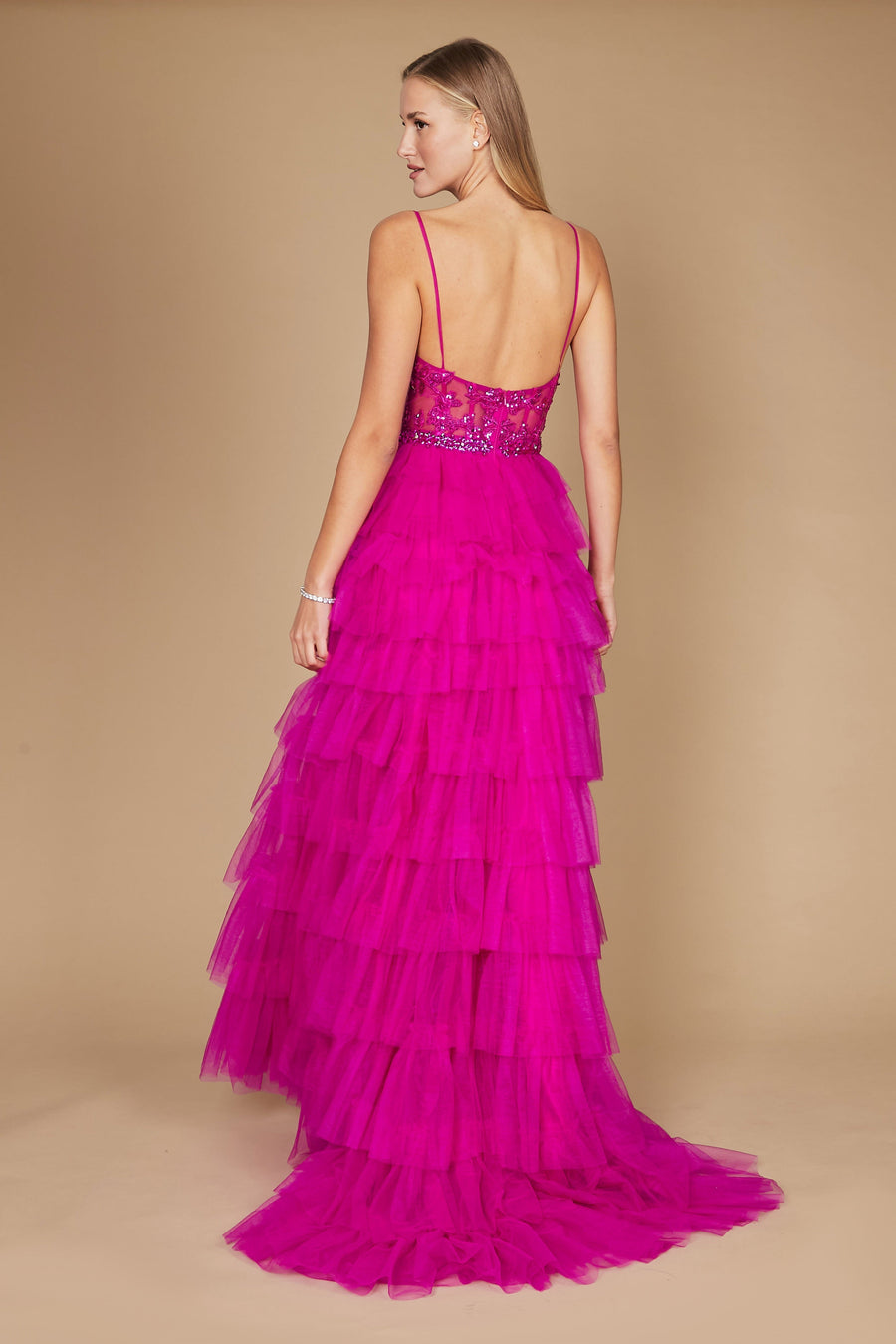 Long Fuchsia Corset Prom Ball Gown Wholesale