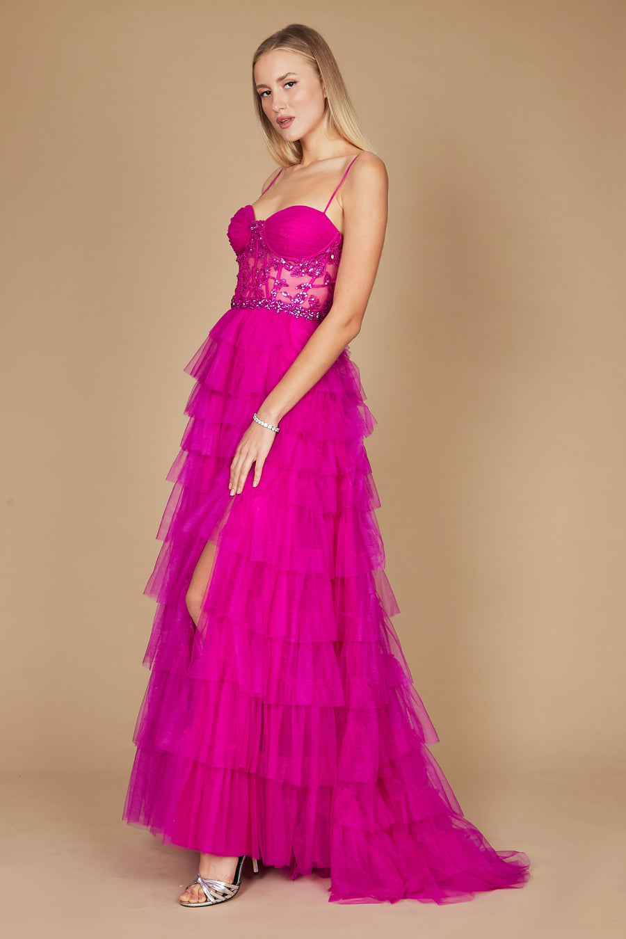 Long Fuchsia Corset Prom Ball Gown Wholesale