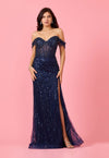 Tailored Off Shoulder Sequin Prom Formal Dress