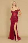 Tailored Off Shoulder Sequin Prom Formal Dress