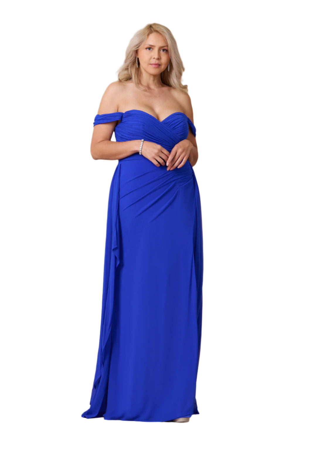 Dylan and Davids Off Shoulder Full-Length Formal Gown Evening Dress - ROYAL - Front
