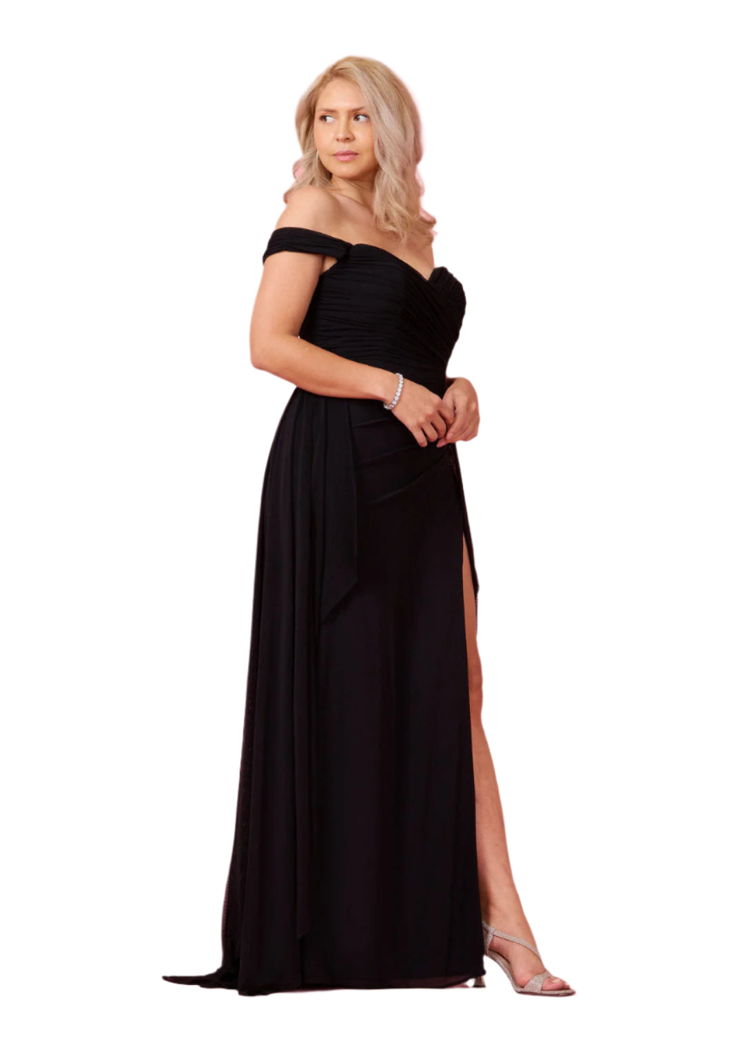 Dylan and Davids Off Shoulder Full-Length Formal Gown Evening Dress - BLACK - Side
