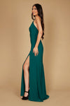 Long Fitted Open Back Jersey Prom Dress