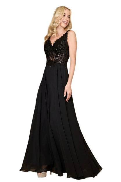 Dylan and Davids Full-Length Thick Strap Formal Gown Mother Of The Bride Dress - BLACK - Side