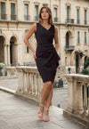 Cocktail Dresses Short Cocktail Dress Compression Stretch Ruffle Detail Black