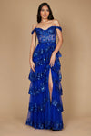 Floor Length Sequin Sheer Corset Prom Dress