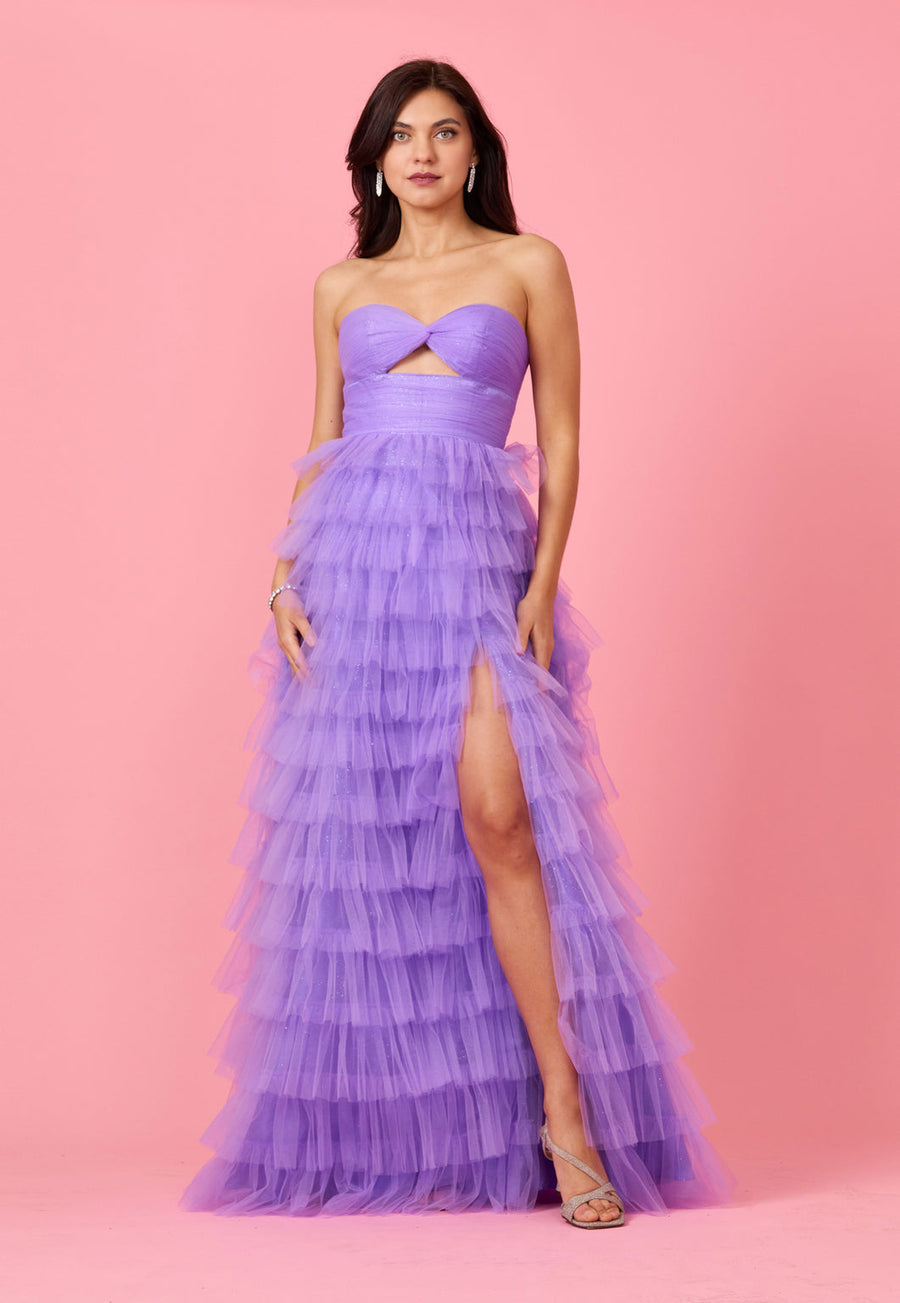 Bandeau Ruffle Skirt Prom Ball Gown